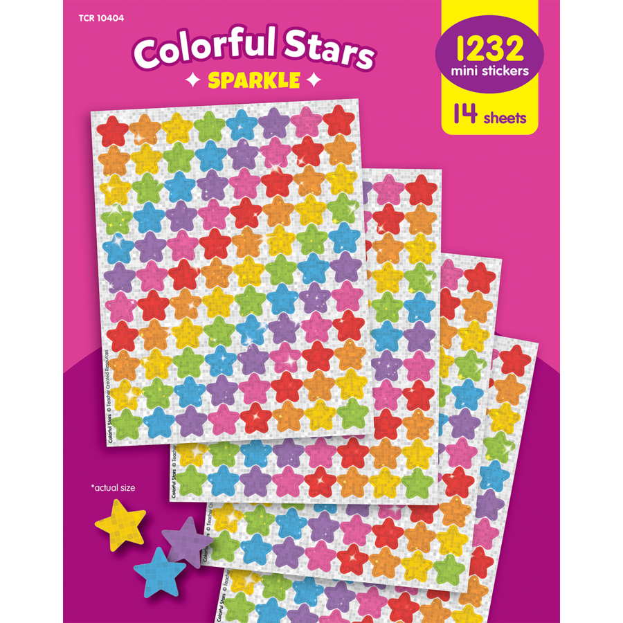 Colorful Stars Sparkle Mini Stickers Value Pack