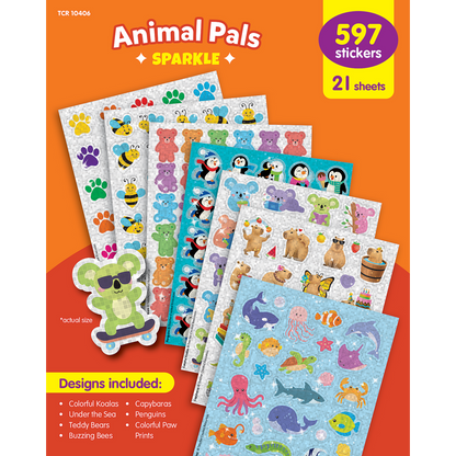 Lot assorti d'autocollants scintillants Les Amis des Animaux