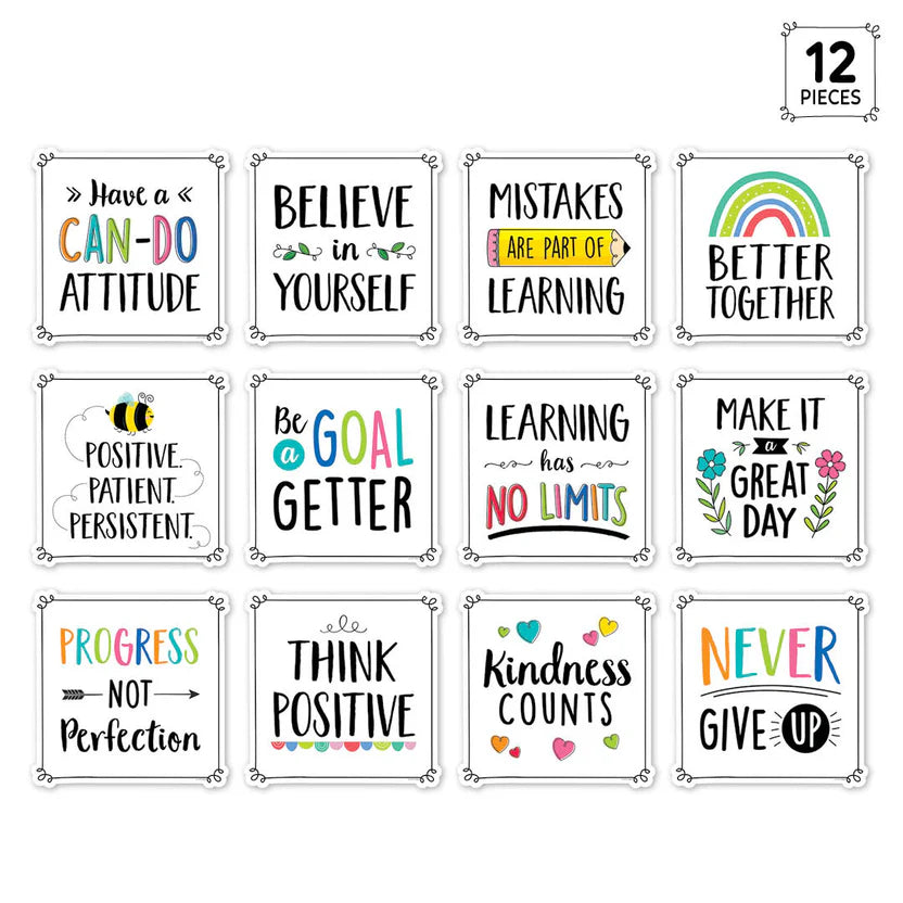 Positive Mindset 10" Designer Cut-Outs - 12 Pieces