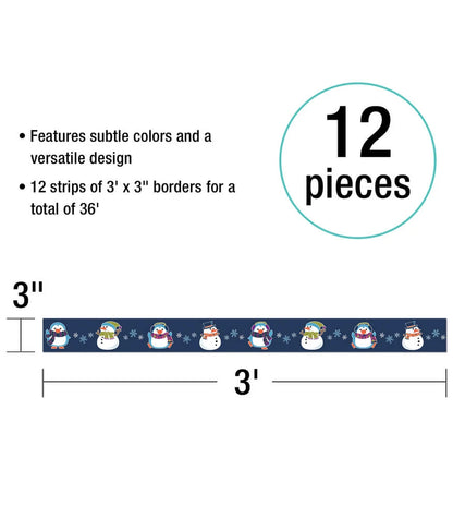 Winter Fun Straight Bulletin Board Borders - 12 Strips