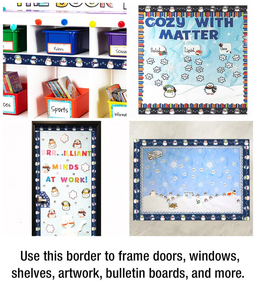 Winter Fun Straight Bulletin Board Borders - 12 Strips