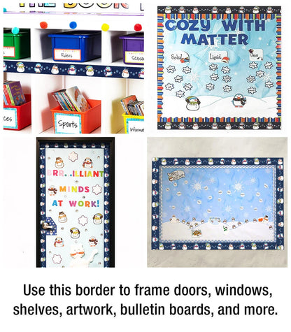 Winter Fun Straight Bulletin Board Borders - 12 Strips