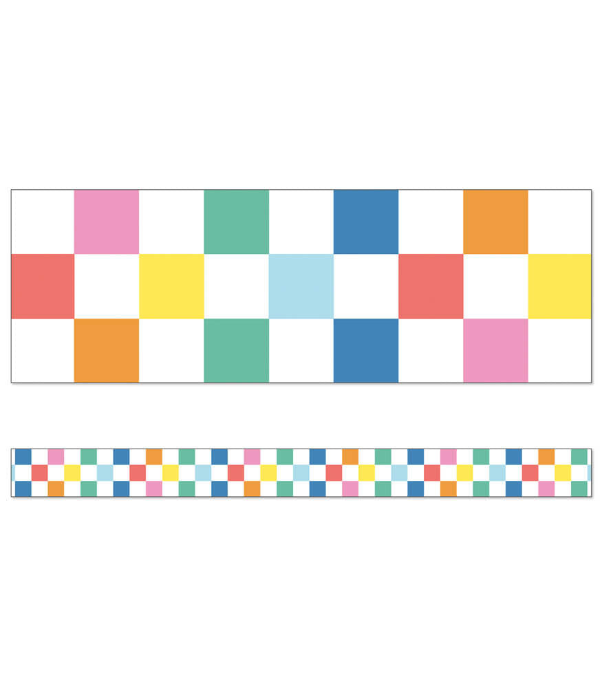 Checkered Rainbow Straight Bulletin Board Trim