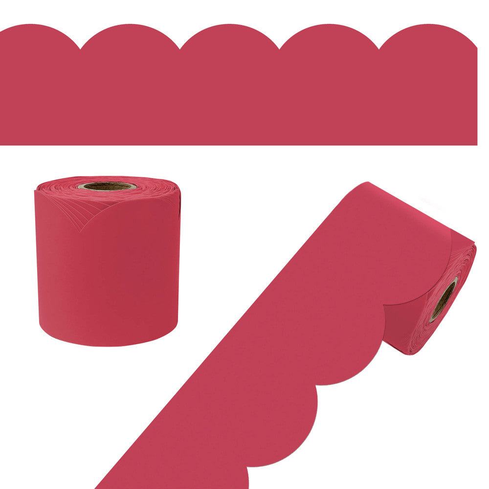 65' Berry Red Rolled Scalloped Bulletin Board Trim