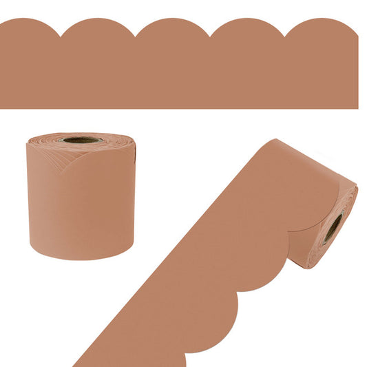 65' Cinnamon Spice Rolled Scalloped Bulletin Board Trim