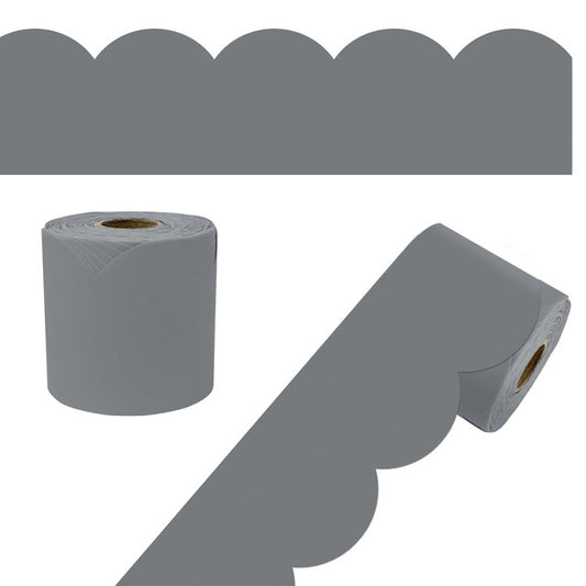 65' Steel Gray Rolled Scalloped Bulletin Board Trim