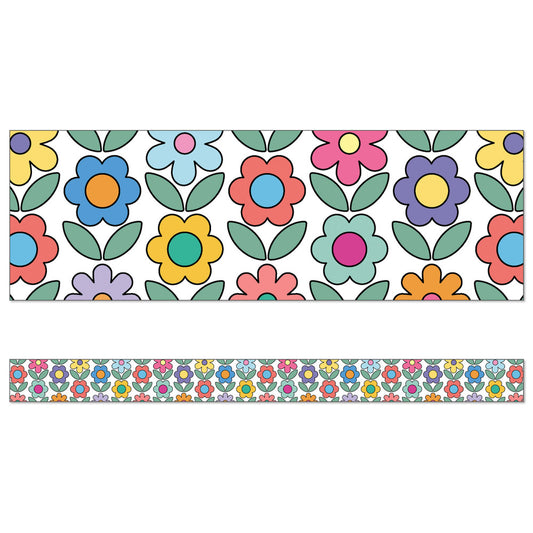 Flowers Straight Bulletin Board Trim