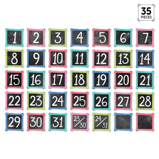 Chalk It Up! Colourful Chalk Calendar Days - 35 Pieces