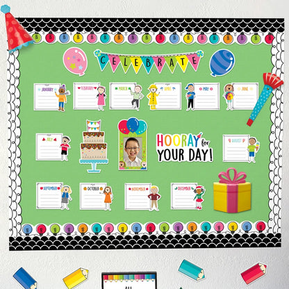 Stick Kids Happy Birthday Mini Bulletin Board Set - 20 Pieces