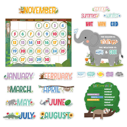Jungle Friends Calendar Set Bulletin Board - 67 Pieces
