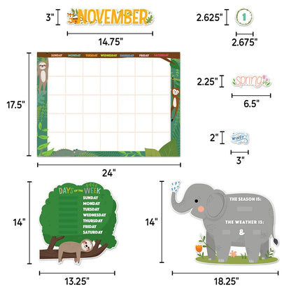 Jungle Friends Calendar Set Bulletin Board - 67 Pieces