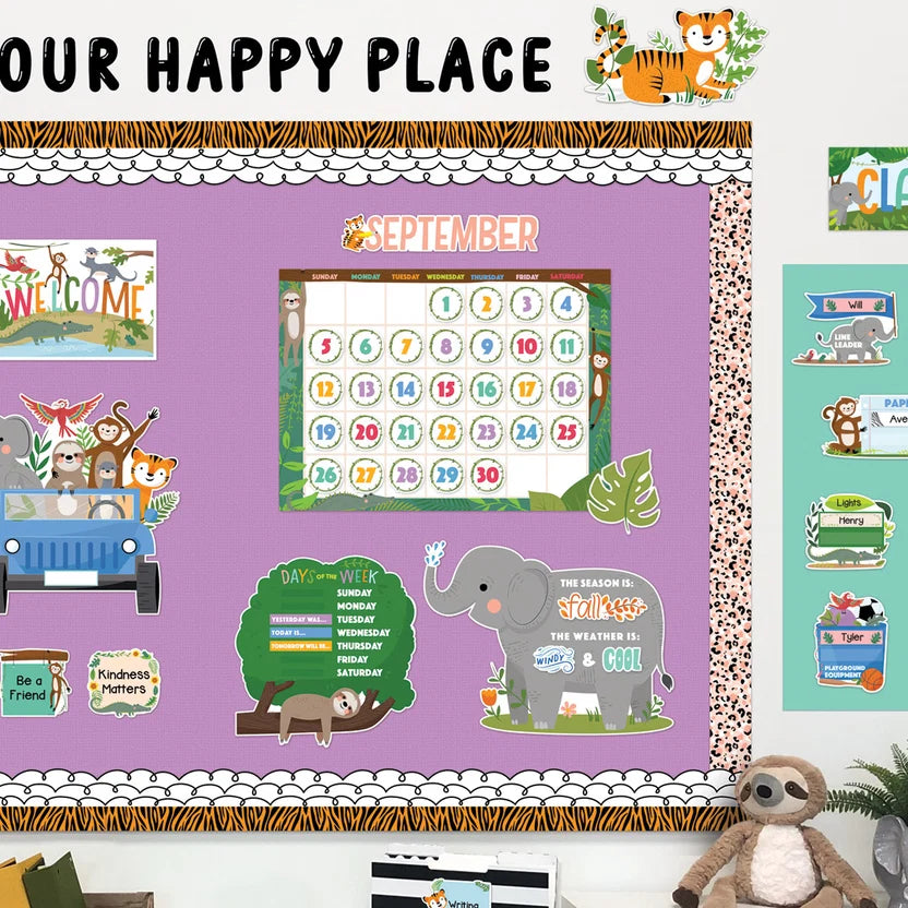 Jungle Friends Calendar Set Bulletin Board - 67 Pieces