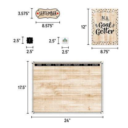 Black, White, and Wood Calendar Set - 87-Piece