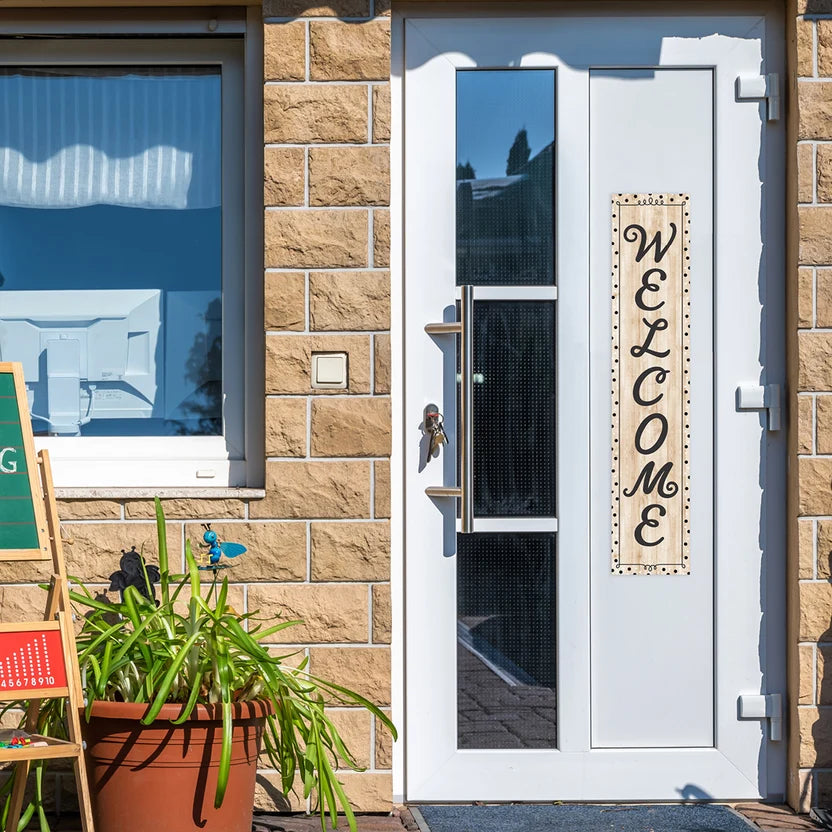 Black, White and Wood Welcome Banner