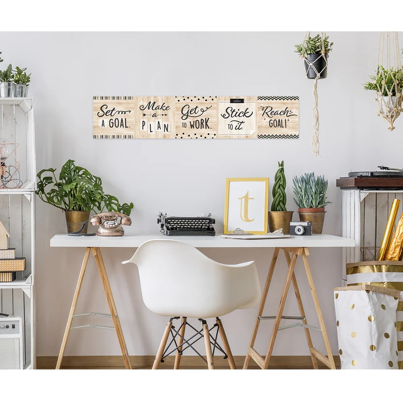 Black, White and Wood Welcome Banner