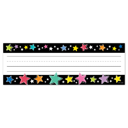 Star Bright Colourful Stars on Black Name Plates - 36 Pieces