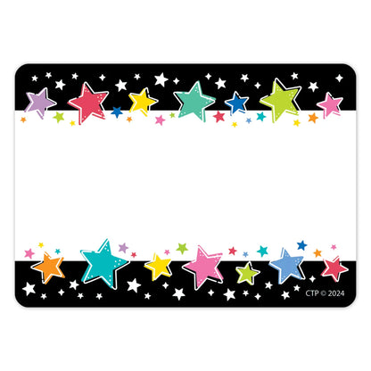 Star Bright Colourful Stars on Black Labels - 36 Pieces