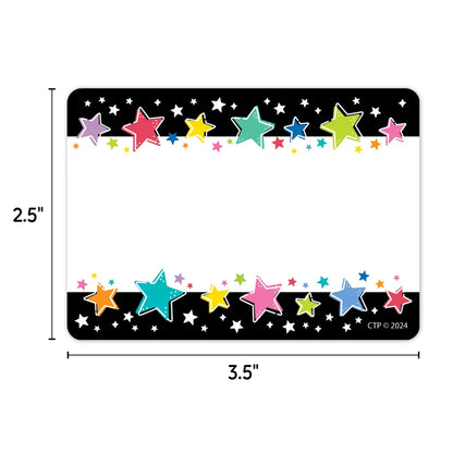 Star Bright Colourful Stars on Black Labels - 36 Pieces