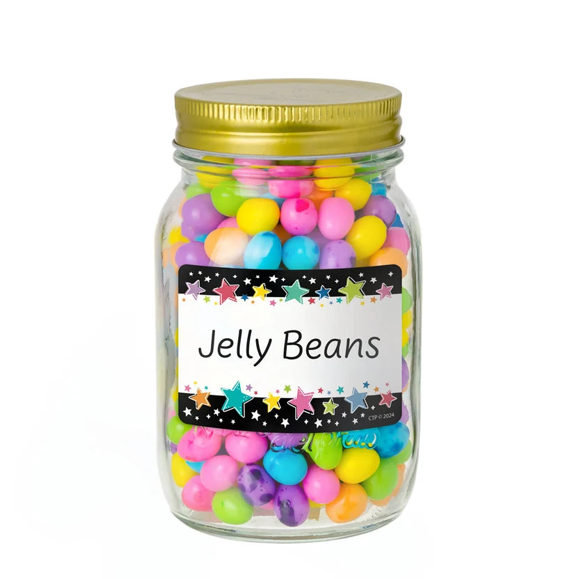Star Bright Colourful Stars on Black Labels - 36 Pieces