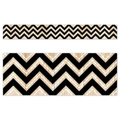 Black and Wood Chevron EZ Border Trimmers - 24"