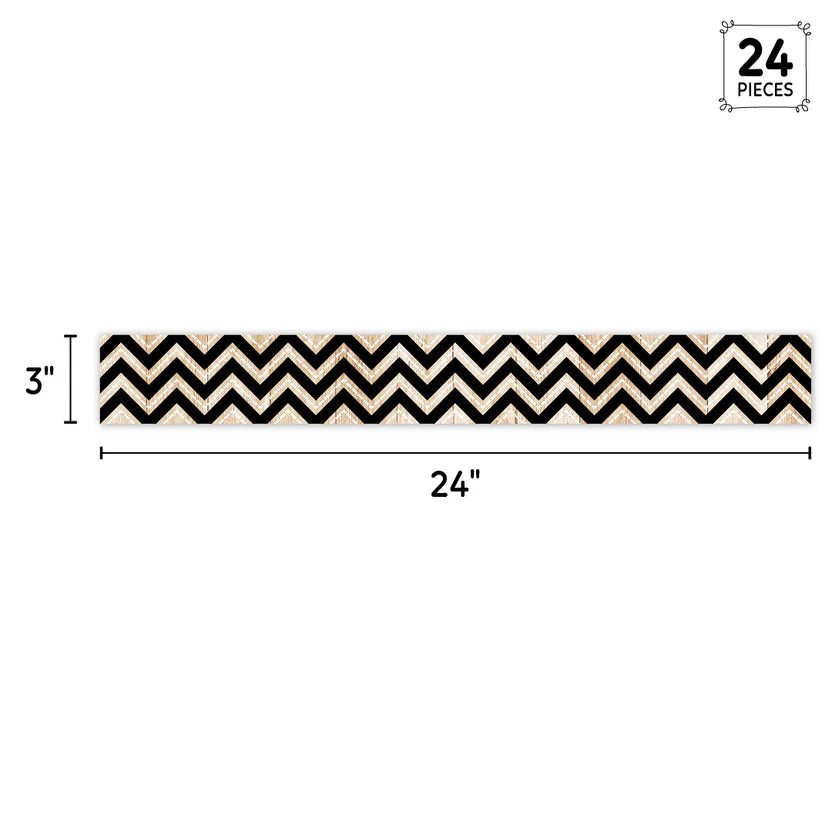 Black and Wood Chevron EZ Border Trimmers - 24"