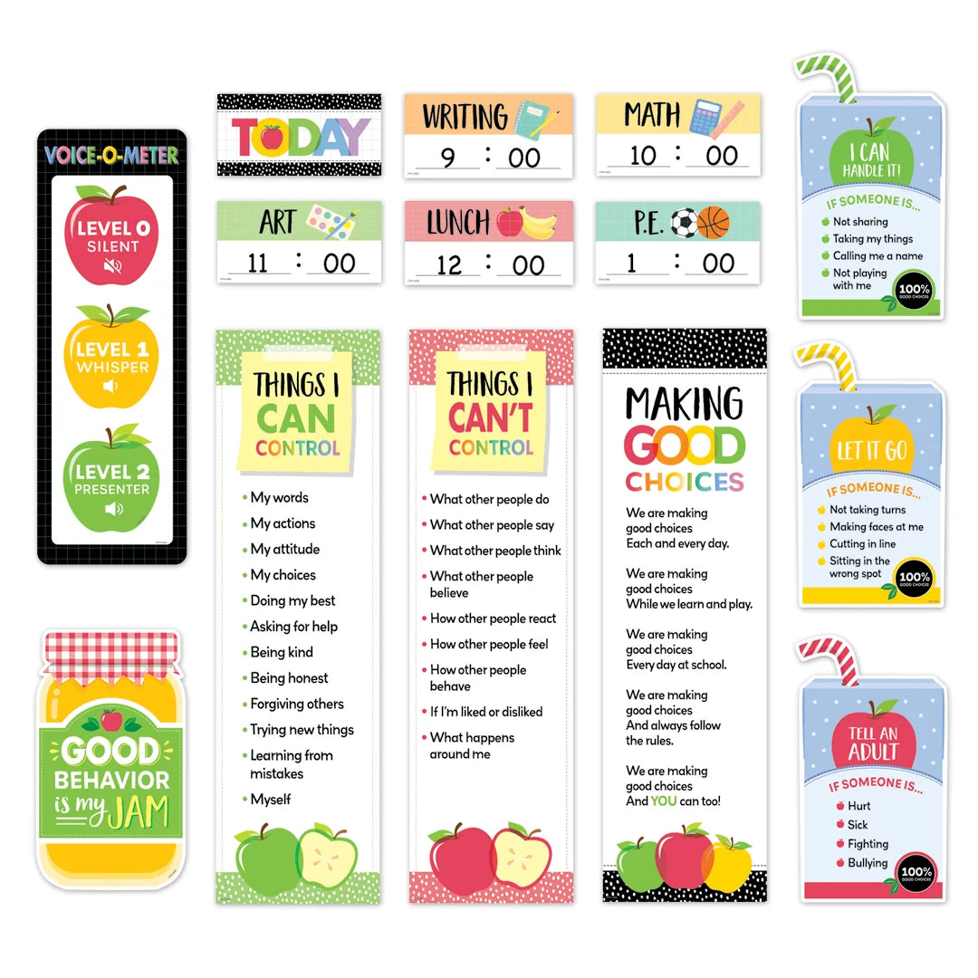 Apple Time Class Management Mini Bulletin Board Set - 23 Pieces