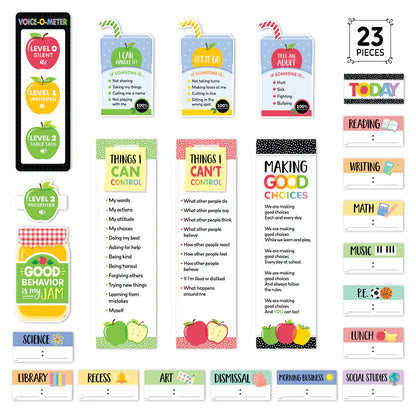 Apple Time Class Management Mini Bulletin Board Set - 23 Pieces