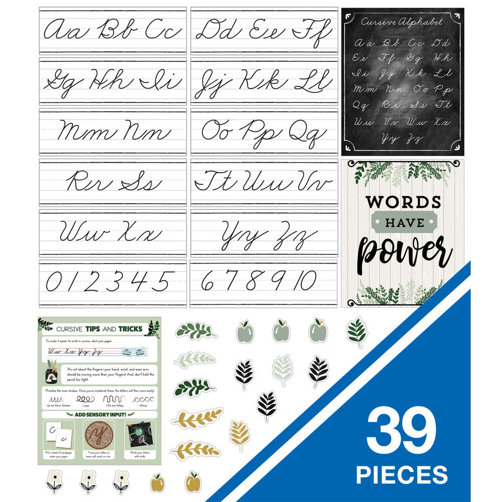 Farmhouse Alphabet Line: Cursive Bulletin Board Set Grade 2-5