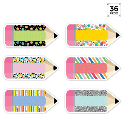 Pattern Play Pencils 6" Designer Cut-Outs - 36 Pieces
