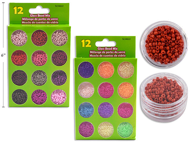 12 Assorted Colours Glass Bead Mix (60 grams total)