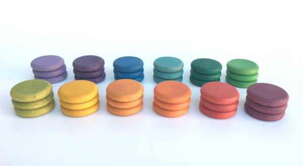 12 Coloured Coins Wood 36 pcs Grapat