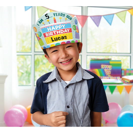 Colorful Happy Birthday Crowns - Pack of 30