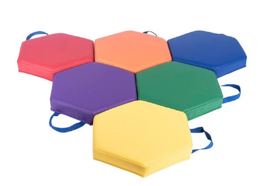 13" Vinyl Floor Cushions, Hexagon - Set of 6