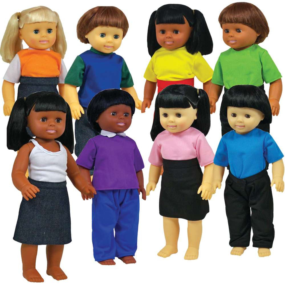 16" Multicultural Toddler Dolls Set Of 8