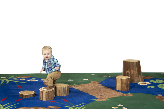 Wood Stepping Stump Set Of 5 Heights