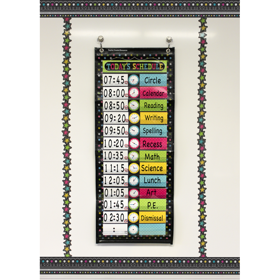 Chalkboard Brights 14 Pocket Daily Schedule Pocket Chart