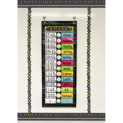 Chalkboard Brights 14 Pocket Daily Schedule Pocket Chart