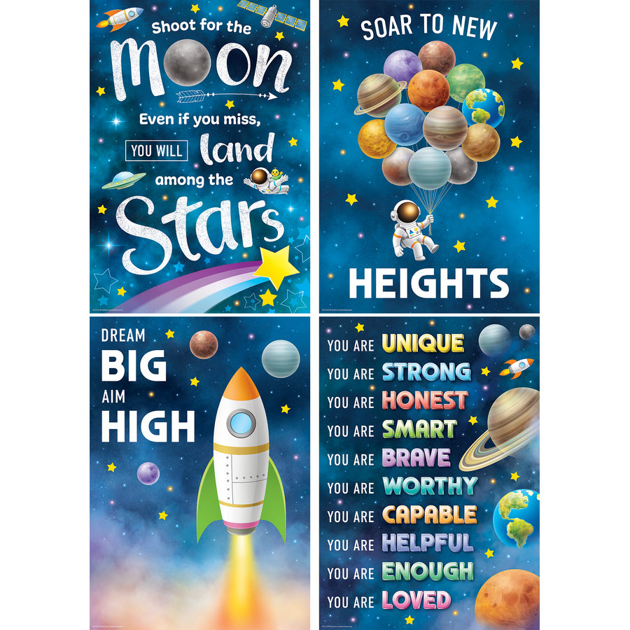 Outer Space Crew Positive Posters - Set of 4