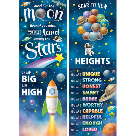 Outer Space Crew Positive Posters - Set of 4
