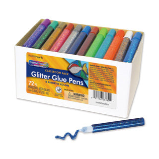 Glitter Glue Pens - Assorted Colours - Pack of 72