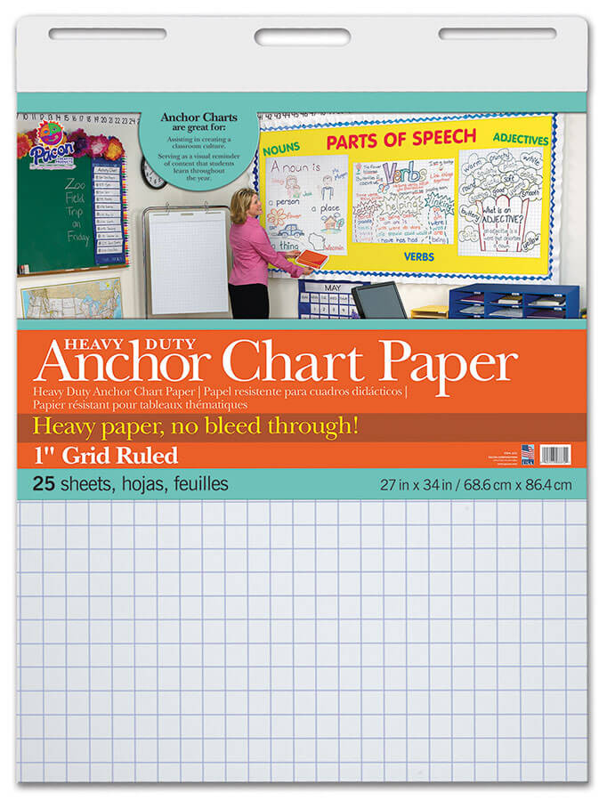 Anchor Chart Paper - 27" x 34" - 1" Grid - 25 Sheets