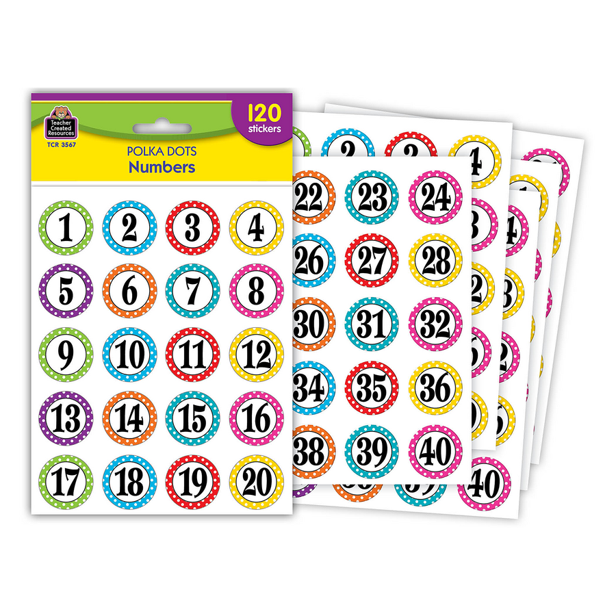 Polka Dot Numbers Stickers