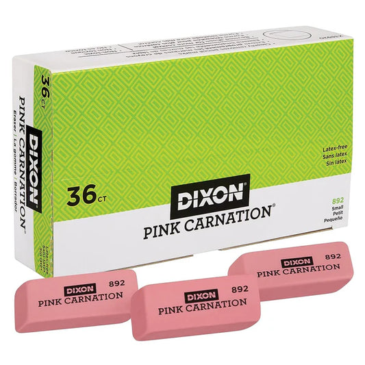 Pink Carnation Wedge Erasers - Pack of 36