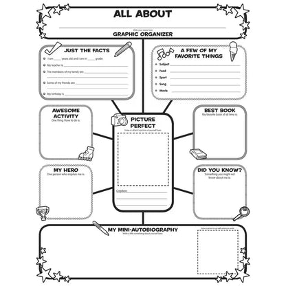 Graphic Organizer Posters: All-About-Me Web - Grades 3-6 - 30 Pieces