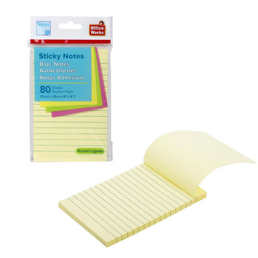 Ruled Sticky Notes - 4" x 6" - 80 Sheets