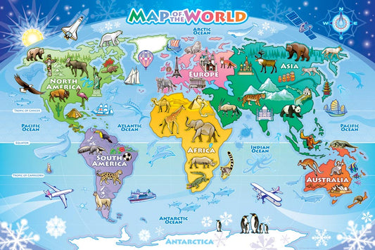 Map of the World Floor Puzzle - 35 Pieces