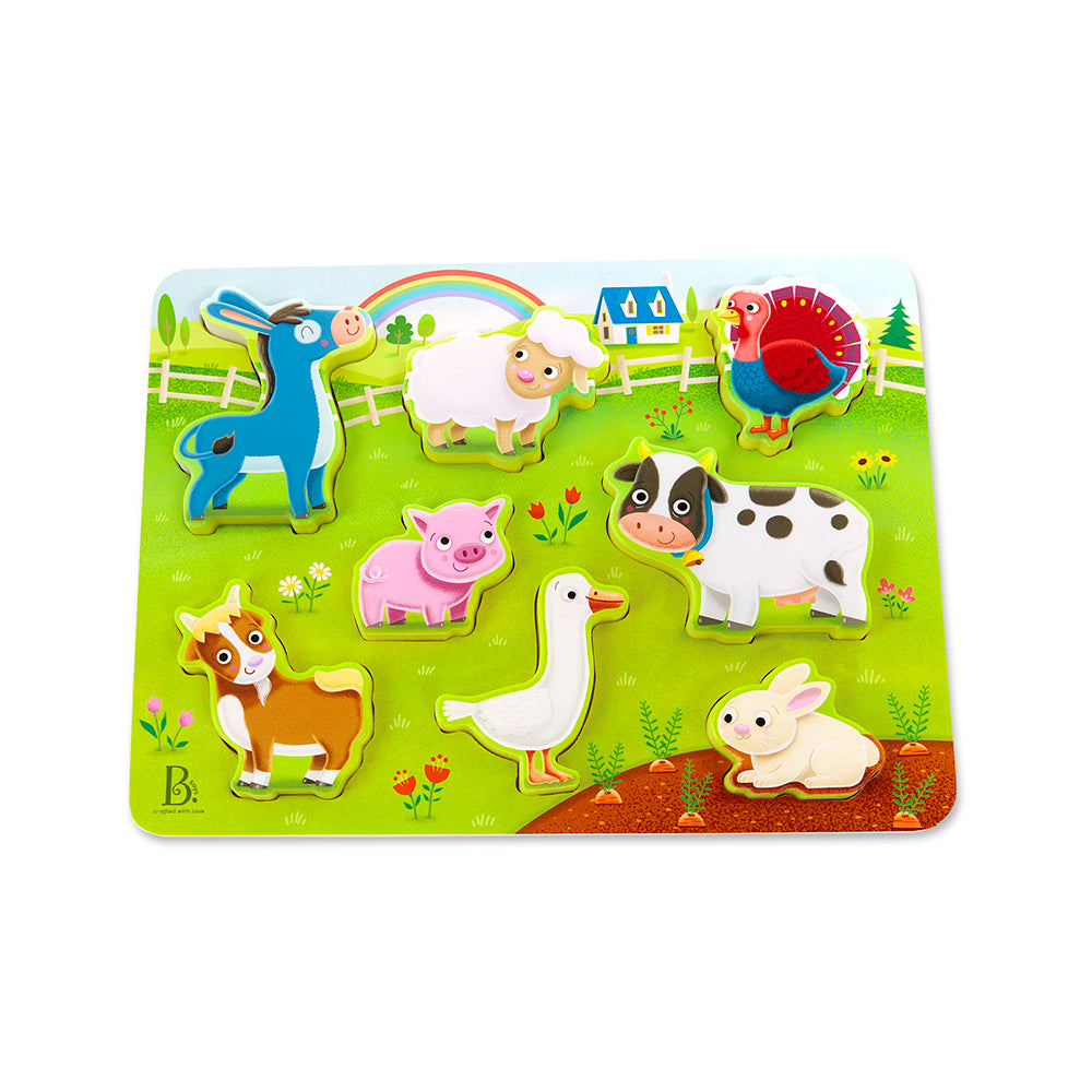 Peek & Explore Chunky Puzzle Farm Animals - 8Pcs