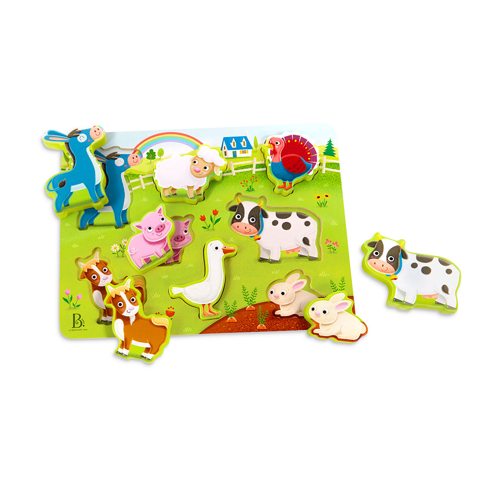 Peek & Explore Chunky Puzzle Farm Animals - 8Pcs