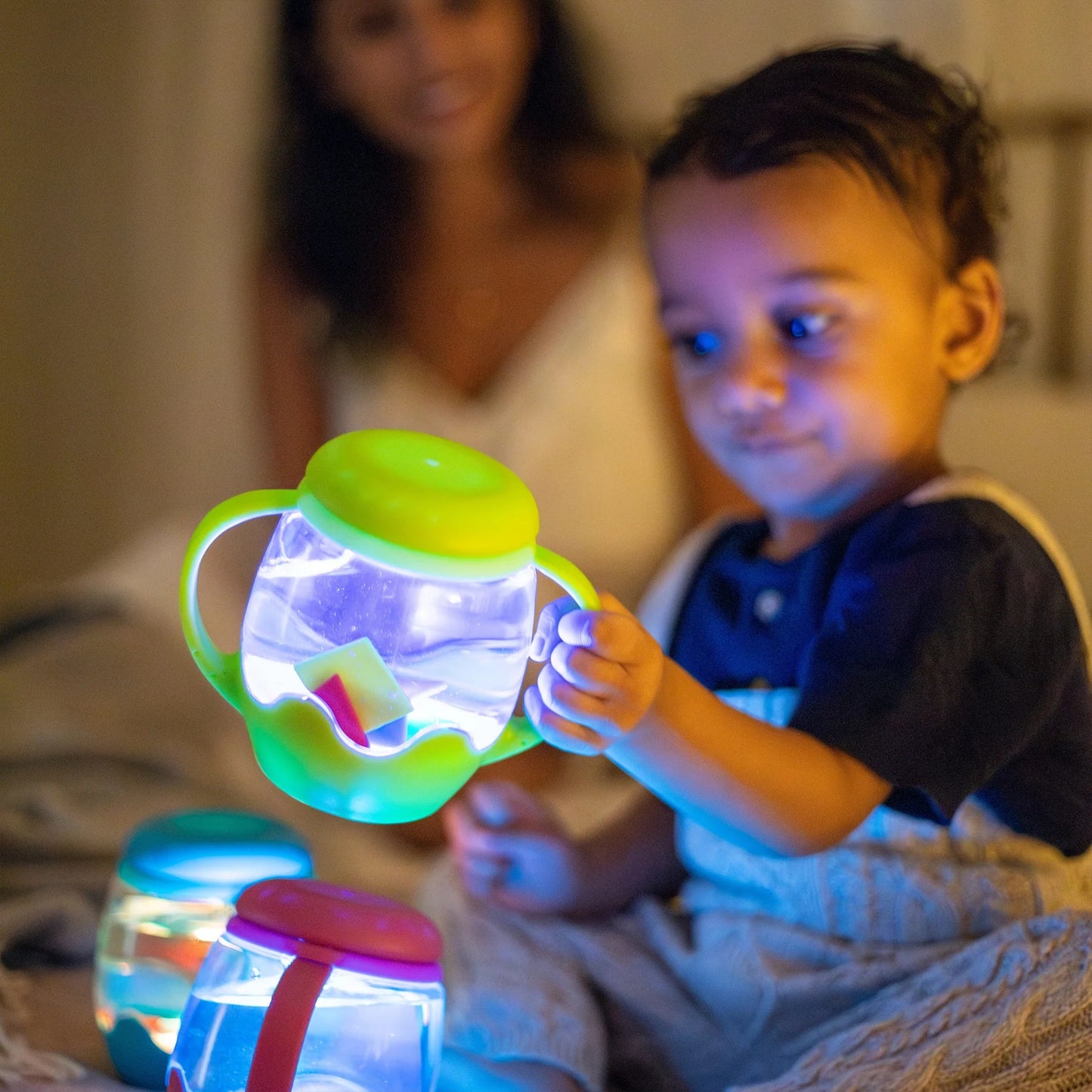 Mini Sensory Play Jar with Silicone Fillers - Green