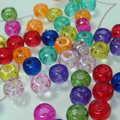 6 x 9mm Pony Beads Assorted glitter colours